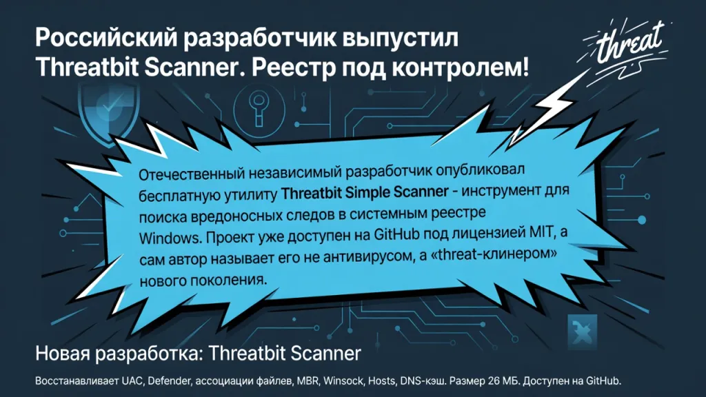 Российский разработчик выпустил Threatbit Scanner. Реестр под контролем!