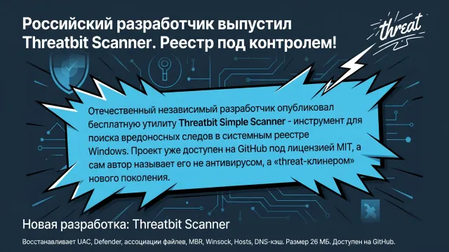Российский разработчик выпустил Threatbit Scanner. Реестр под контролем!